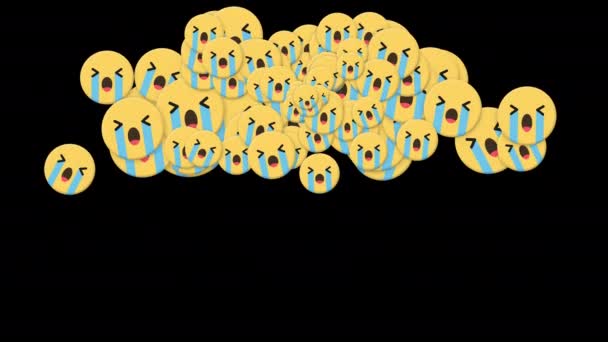 Huilen Reactie Glimlach Huilen Plat Vorm Gezicht Icoon Vector Schilderstuk — Stockvideo