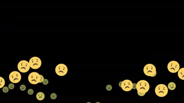 Sad Smiley Smile Face Emoticon Icon Happy Vector Cartoon Illustration — Stock Video