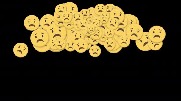 Smutny Uśmiechnięty Uśmiech Twarz Emotikon Ikona Szczęśliwy Wektor Kreskówka Ilustracja — Wideo stockowe