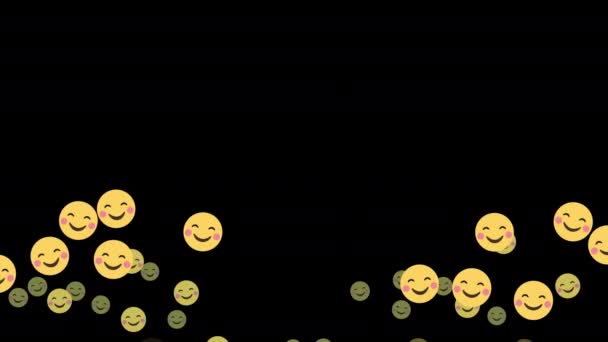 Pemalu Tersenyum Emoji Emoticon Senyum Wajah Ikon Senang Vektor Kartun — Stok Video