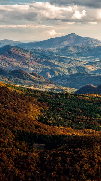 Kolorowy Jesienny Krajobraz Górski Bieszczady Karpaty Polska Ukraina — Zdjęcie stockowe