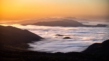 Polonya 'nın Tarnica Dağı' ndan görülen Karpat Dağları 'nın Ukrayna bölgesi.