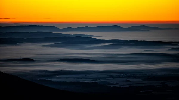 Sonnenaufgang Über Den Bergen Vom Tatra Nationalpark Aus Gesehen Slowakei — Stockfoto