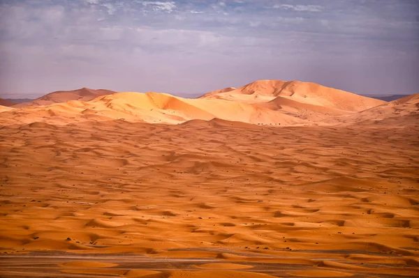 Піщані Дюни Пустелі Сахара Популярне Місце Подорожей Ерг Чеббі Сахара — стокове фото
