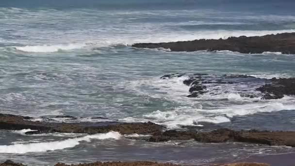 Högvatten Och Enorma Vågor Atlanten Marocko — Stockvideo