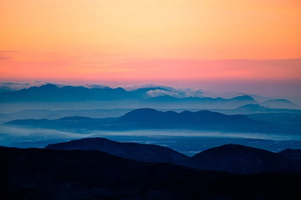 Dzień Dobry Górach Krajobraz Wschodu Słońca Pasma Górskiego Sierra Nevada — Zdjęcie stockowe
