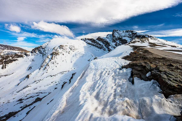 Vinterlandskapet Berget Veleta Sierra Nevada Bergskedja Spanien — Stockfoto