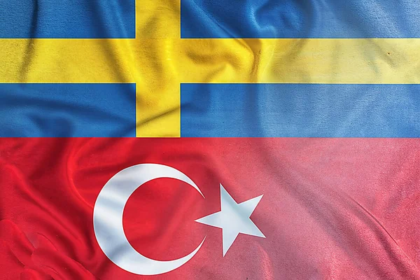 stock image Sweden and Turkey national flags.