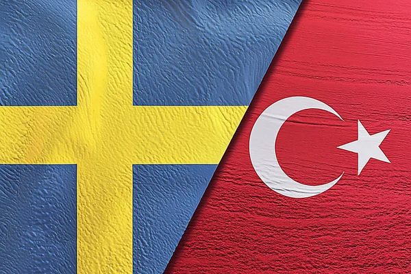 İsveç ve Türkiye ulusal bayrakları.