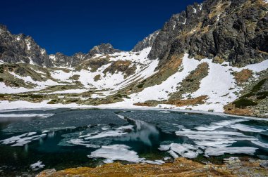 Batizovske 'nin Batizovska Vadisi' ndeki savunması. Tatra Dağları 'nın bahar manzarası, Slovakya