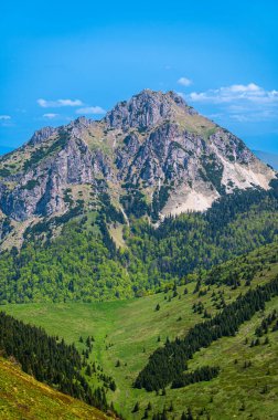 Velky Dağı Rozsutec. Slovakya, Mala Fatra 'nın renkli bahar dağı manzarası.