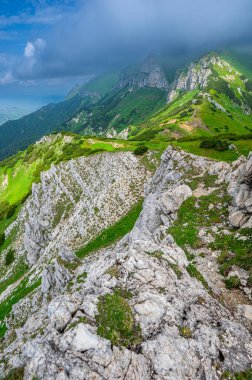 Belianske Tatras 'ın yaz manzarası. Tatra Ulusal Parkı, Slovakya. Havran Dağı ve Zdiarska Vidla.