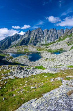 High Tatras 'ın yaz manzarası. Zabia Mieguszowiecka Vadisi, Mengusovska Dolina, Slovakya.