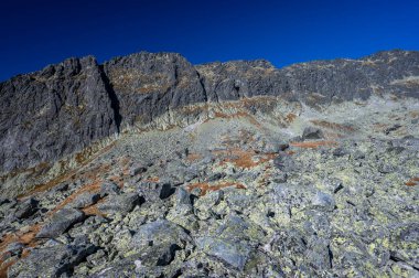 Furkotska Vadisi. High Tatras 'ın sonbahar manzarası. Polonya ve Slovakya 'nın en popüler seyahat merkezlerinden biri. Dağlarda güneşli bir Ekim günü.