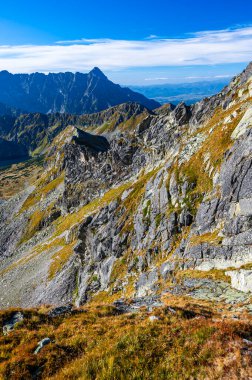 Kartal Yolu 'ndan Tatra Dağları' nın Panoraması. Tüm Tatra 'daki en zor ve tehlikeli yol..