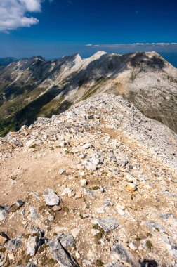 Bulgaristan 'ın Vihren Dağı' ndan Pirin Dağları 'nın zirveleri.