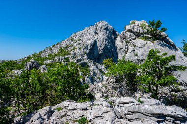 Velebit Dağları 'ndaki Pakistan Ulusal Parkı manzarası. Hırvatistan 'ın en popüler seyahat beldelerinden biri. 