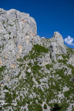 Velebit Dağları 'ndaki Pakistan Ulusal Parkı manzarası. Hırvatistan 'ın en popüler seyahat beldelerinden biri. 