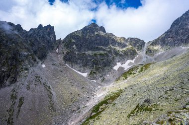 Tatra Dağları 'nın yaz manzarası. 5 Spis Lakes Vadisi, Slovakya.