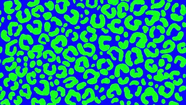 Мультфильм Рамка Рамкой Петля Текстуры Леопарда Зеленым Синим Насыщенным Цветом — стоковое видео