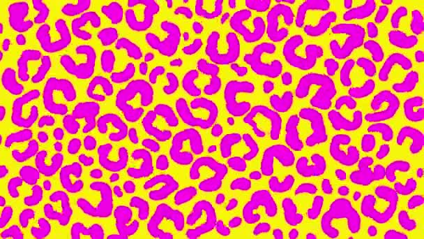 Kreslený Snímek Snímku Smyčka Textury Leoparda Růžovou Žlutou Sytou Barvou — Stock video