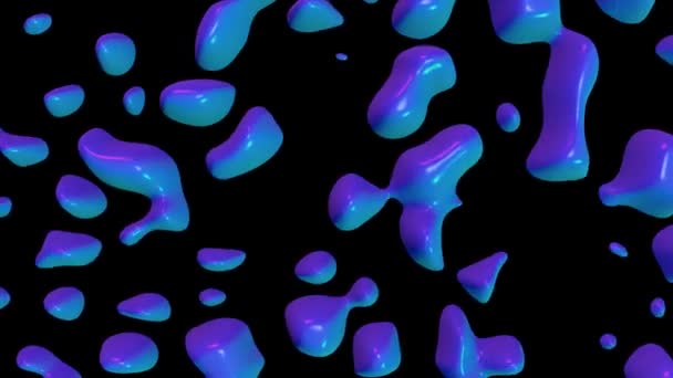 Silmukka Abstrakti Animaatio Pinnan Tippuu Sininen Violetti Neste Eristetty Mustalla — kuvapankkivideo