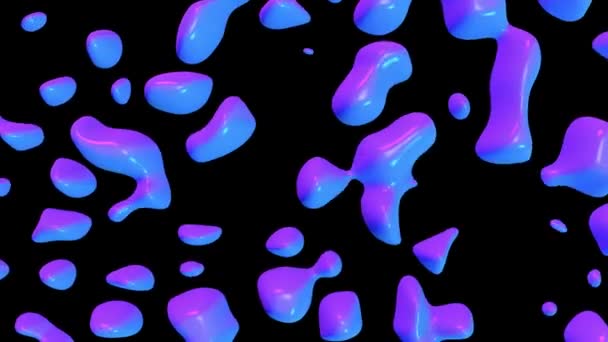 Зацикленная Абстрактная Анимация Поверхности Капающей Синей Фиолетовой Жидкостью Выделенной Черном — стоковое видео