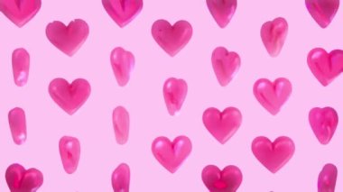 3d animation - Looped animated candy pink heart shapes pattern 