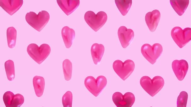 Animation Looped Animated Candy Pink Heart Shapes Pattern — Stock videók