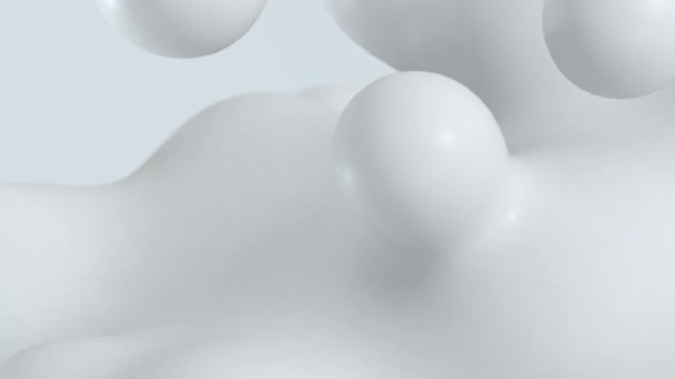 Animation Fluid Abstract White Shapes Spheres Floating Blending Looping Animated — Stock videók