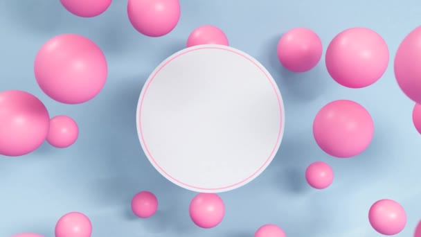 Animation Looped Animated Mockup Blank Copy Space Circle Pink Spheres — Vídeo de stock