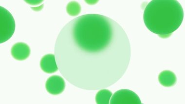 3D Animation - Looped animated abstract mockup with transparent green circle for copy space and green spheres around it on white background