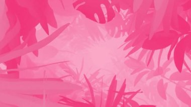 3D animation - Looped animated background of a jungle pink plant tunnel