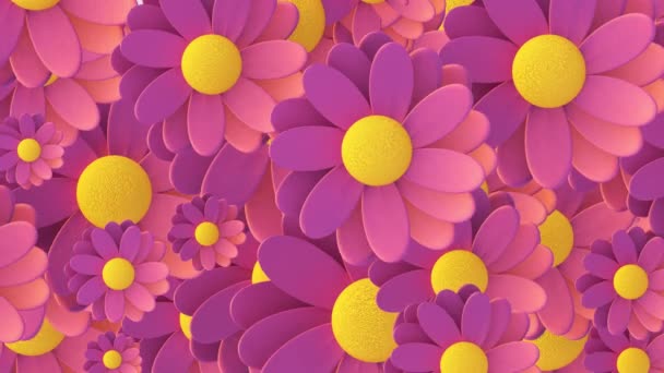 Animation Fond Animé Boucle Fleurs Roses Tournantes Aléatoirement — Video