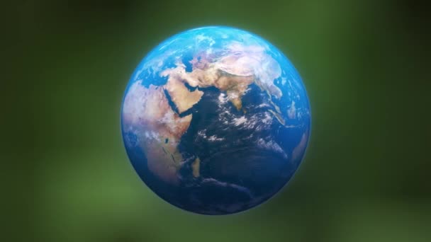 Animation Πλανήτης Περιστρέφεται Ένα Βρόχο Ένα Φυσικό Πράσινο Φόντο Fps — Αρχείο Βίντεο