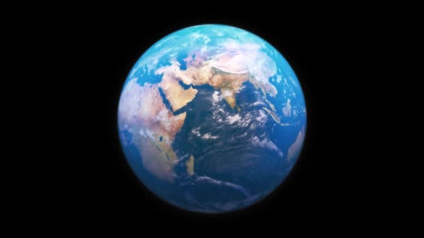 Animación Tierra Planeta Girando Bucle Sobre Fondo Negro Fps — Vídeo de stock
