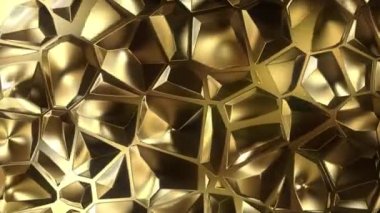 3D animasyon - Altın renkli geometrik dokuya sahip döngülenmiş soyut arkaplan