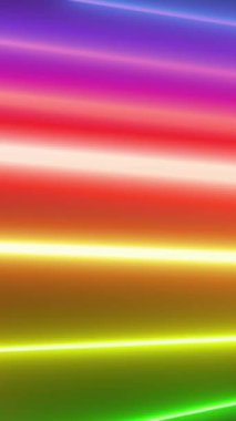 Tekrarlayan soyut bir neon ışık deseninin gökkuşağı renkleriyle tekrar eden animasyonu. Dikey bileşim biçimi.