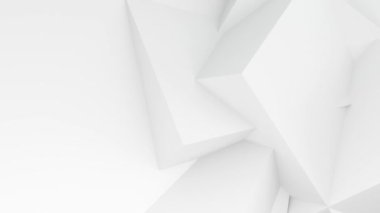 Döngülü 3D animasyon - Döngüye alınmış üç boyutlu geometrik şekillerin beyaz kurumsal soyut arka planı