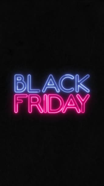循环动画 Black Friday 具有垂直构图格式的霓虹灯效果 — 图库视频影像