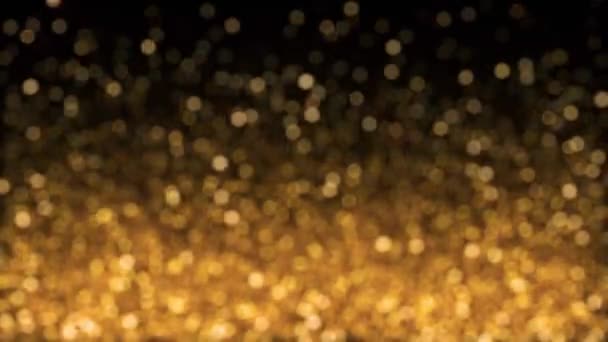Siyah Zemin Üzerinde Yüzen Parlak Bulanık Altın Parçacıkların Yeniden Canlandırılmış — Stok video
