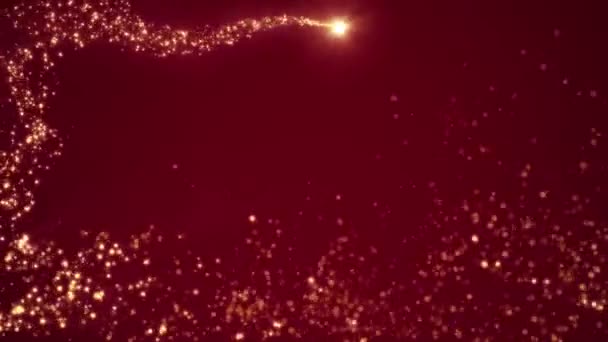 Кольцевая Анимация Яркой Рождественской Падающей Звезды Хвостом Золотых Частиц Красном — стоковое видео