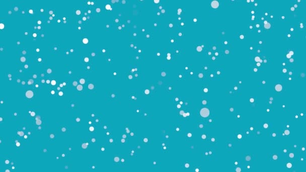 Fond abstrait animé en boucle de flocons de neige ronds tombants isolés sur fond bleu