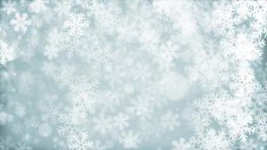 Düşen kar taneciklerinin soyut arka planında döngü oluşturulmuş Noel animasyonları
