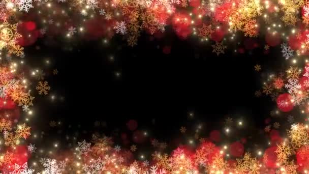 배경에 루프와 공간에 애니메이션 눈송이의 프레임 우아한 크리스마스 — 비디오