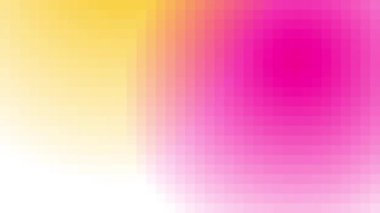 Soyut ve pikselleştirilmiş arkaplan, beyaz bir arkaplanda hareket eden ve birbiriyle karışan iki farklı renk döngüsüyle canlandırılır..