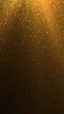 Turuncu ışık ışınları ve düşen parçacıklar dikey bileşim biçiminde döngülenmiş soyut arkaplan