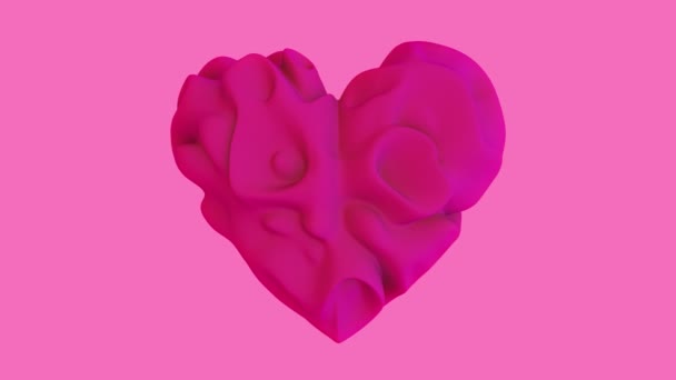 Анімація Рожева Форма Серця Анімацією Хвилястої Текстури Рожевому Фоні — стокове відео