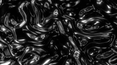3D animasyon - Döndürülmüş sıvı soyut kıvrımlı koyu krom metal dokusu