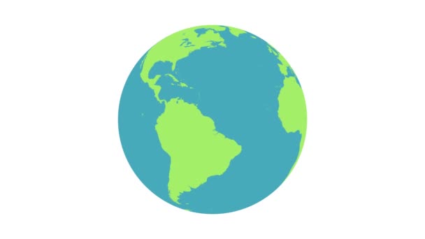 Animație Pământ Simplu Planetă Rotindu Buclă Izolat Fundal Alb — Videoclip de stoc